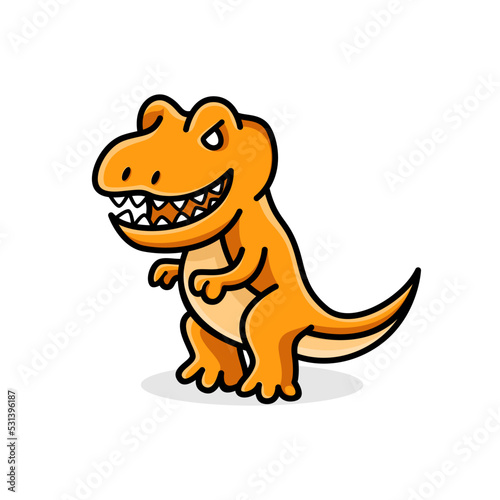 Cute little orange dinosaur. Simple vector illustration design of cartoon animal © Rahmat