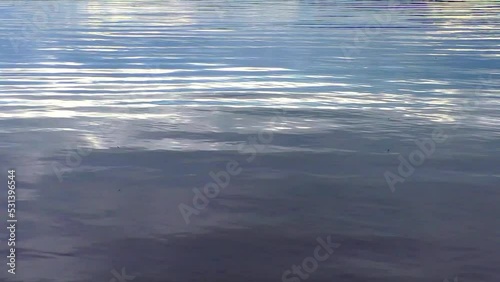 Guiet surface of the undulating river.  Background waves of blue water. photo