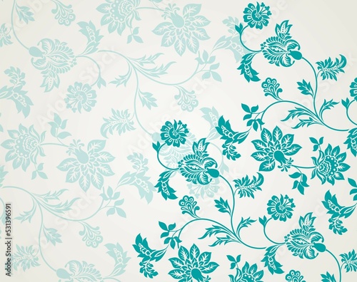 Colorful paisley floral pattern , textile swatch , India	