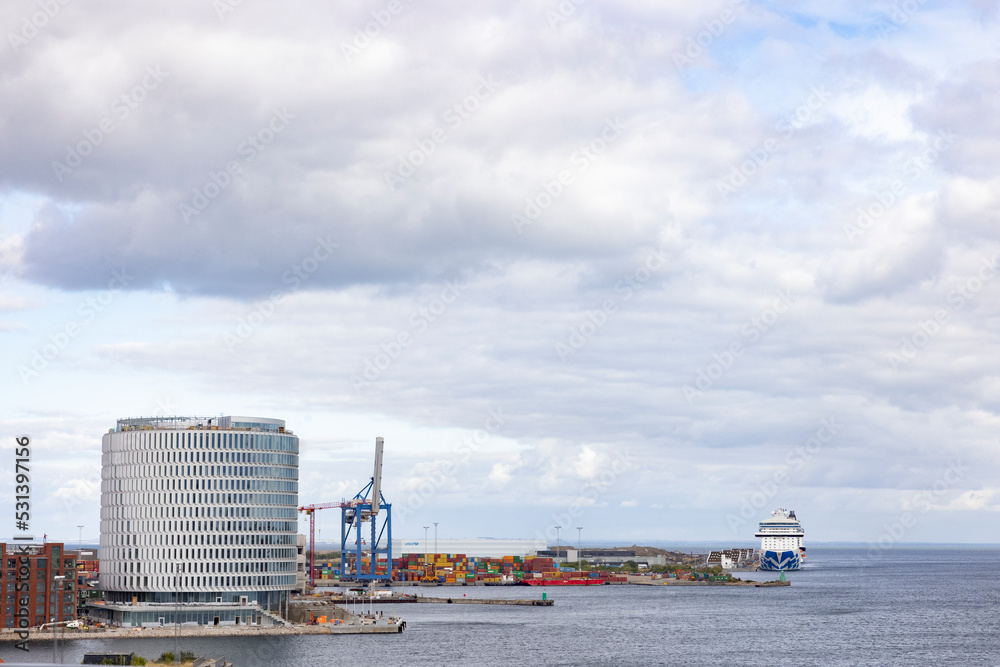 Cruise ship in Copenhagen port,Denmark,Scandinavia,Europe
