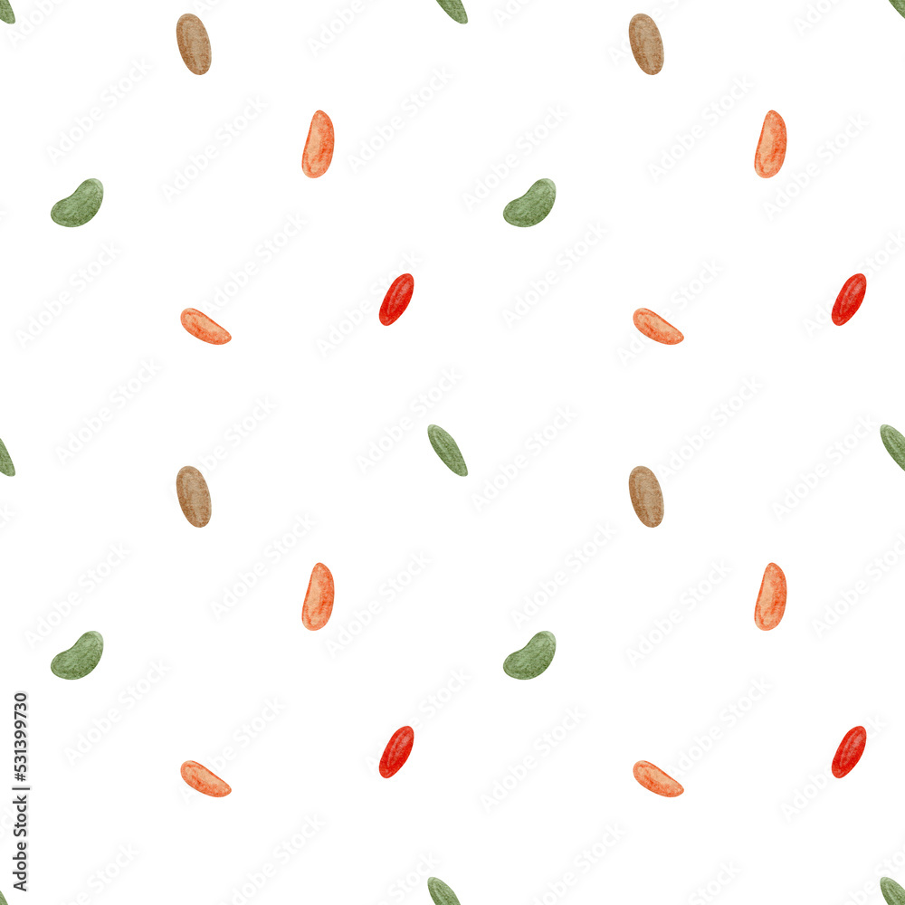 Watercolor seamless pattern with confetti sweets on white background. Minimal autumn design Watercolor seamless pattern with confetti sweets on white background. Minimal autumn design