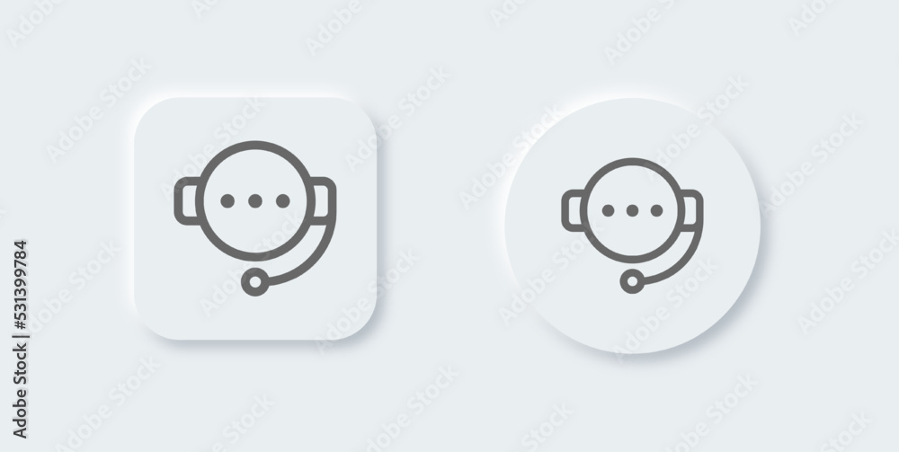 Call center line icon in neomorphic design style. Support signs vector illustration. Call center line icon in neomorphic design style. Support signs vector illustration.