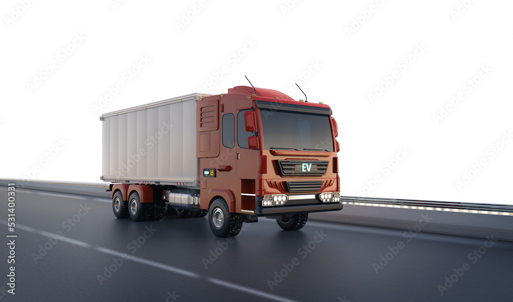 Ev logistic van trailer truck or lorry on highway