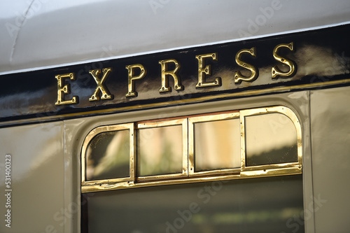 Fotografia Famous Orient Express long distance passenger train stopped in Bucharest central train station