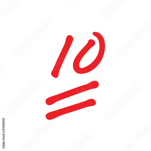 10 points test score, ten points grade results, isolated on white background