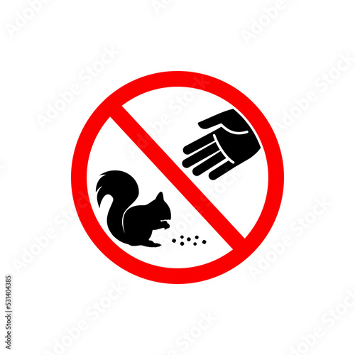 Best Do Not Feed Sign or Do Not Feed Icon Vector On White Background. Do not feed the birds warning sign, stylized vector pigeon silhouette and hand symbol in crossed red circle.