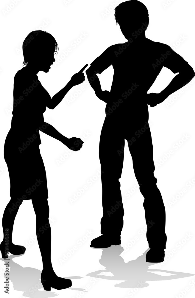 Man and Woman Couple Arguing Silhouette