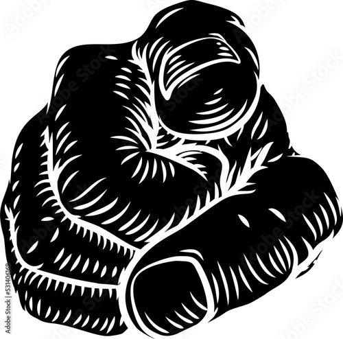 A hand pointing a finger at...