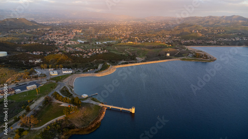 Obraz na płótnie Scenic Aerial View of Bard Lake, Simi Valley