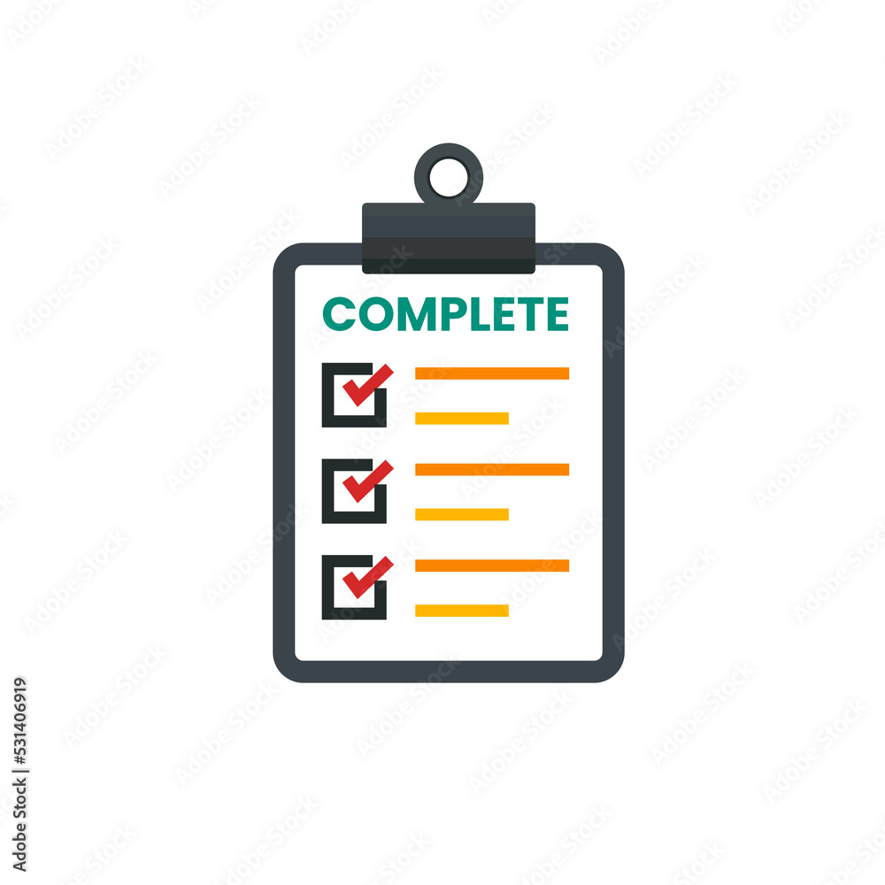 Complete Document List With Check Marks And Clipboard stock illustration. Complete Document List With Check Marks And Clipboard stock illustration.