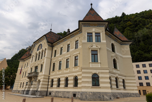 Government building of Liechtenstein on the Peter Kaiser Platz square in Vaduz