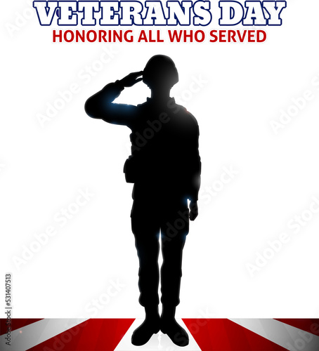 Saluting Soldier Veterans Day American Flag photo