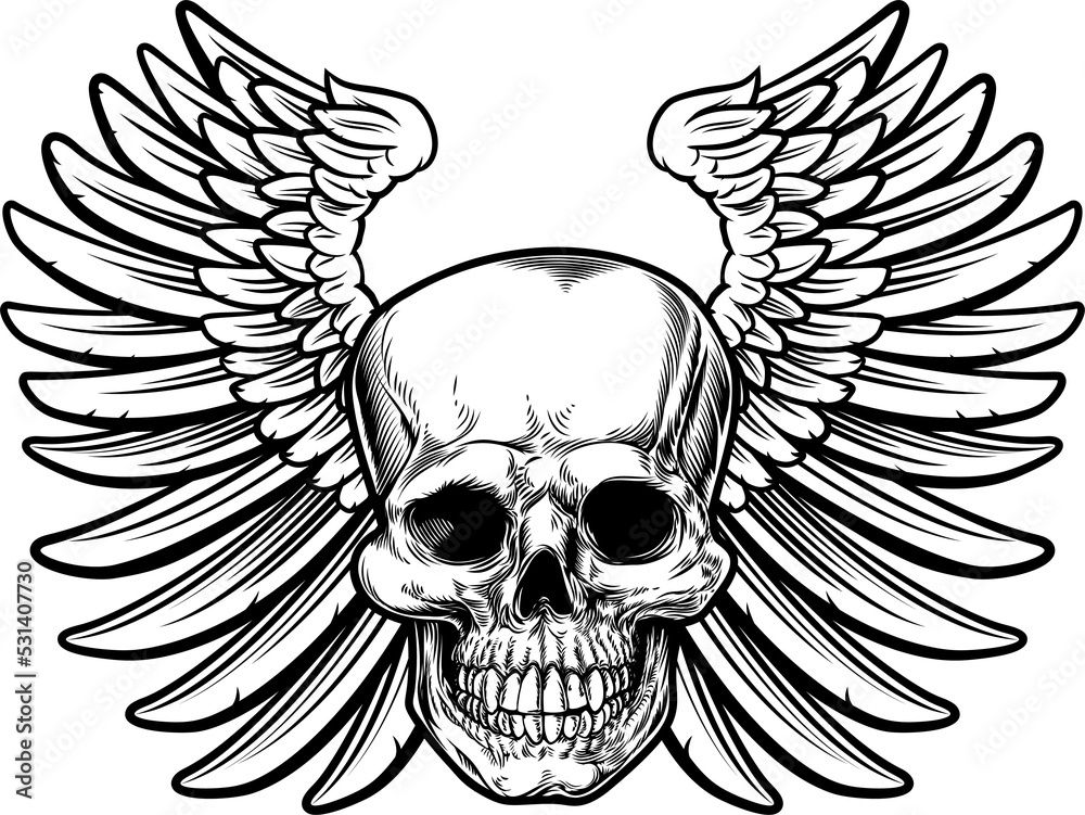 Winged Skull Drawing Winged Skull Drawing
