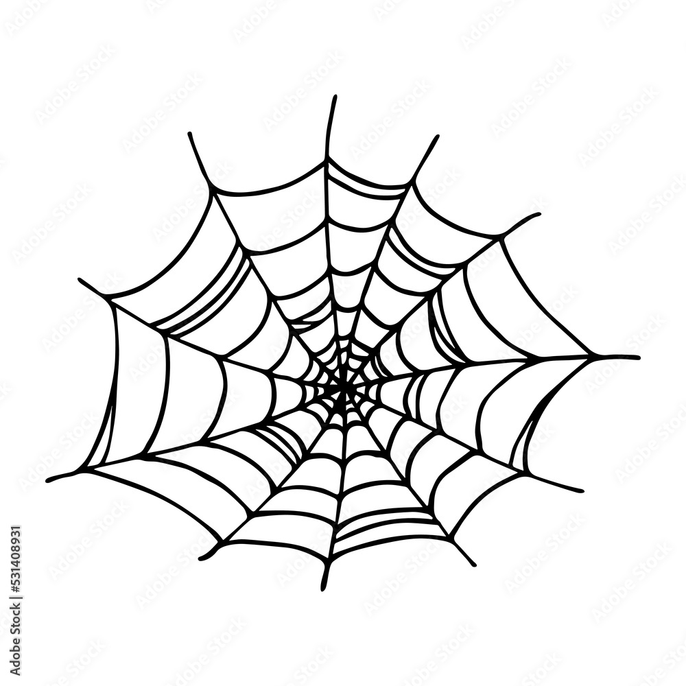 Simple hand drawn spider web illustration. Cute gossamer clipart ...