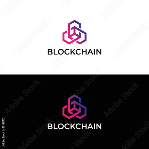 modern block chain technology logo design