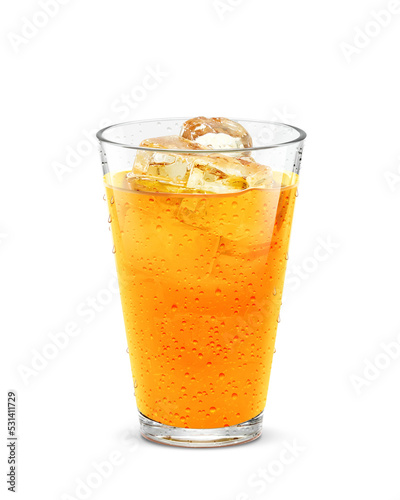 グラス オレンジジュース 飲み物 氷 イラスト リアル