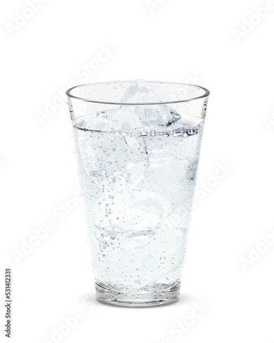 グラス 炭酸水 ソーダ 飲み物 氷 イラスト リアル 
