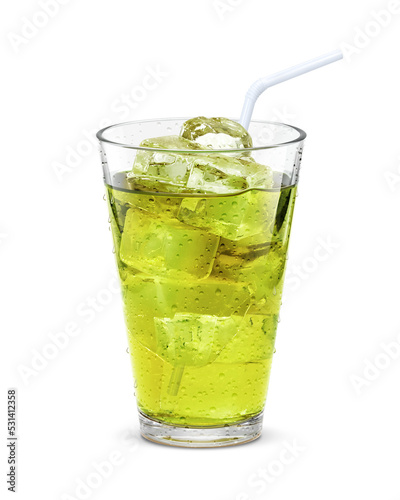 グラス 緑茶 飲み物 イラスト 氷 リアル 