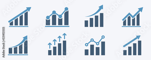 Fotografia Set of growth graph vector icons