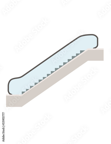 Modern escalator electronic stairs with glass vector illustration isolated on white background