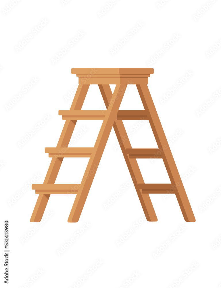 Wooden portable ladder household equipment vector illustration isolated on white background Wooden portable ladder household equipment vector illustration isolated on white background