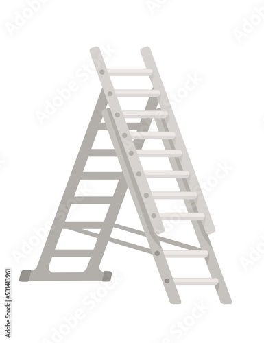 Steel folding portable ladder household equipment vector illustration isolated on white background