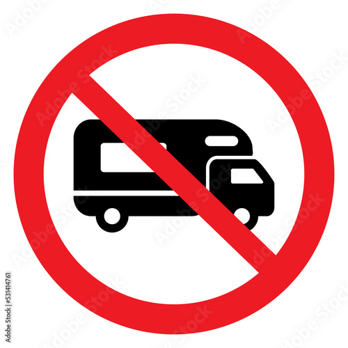 ban on parking caravans, road sign, vector illustration for download