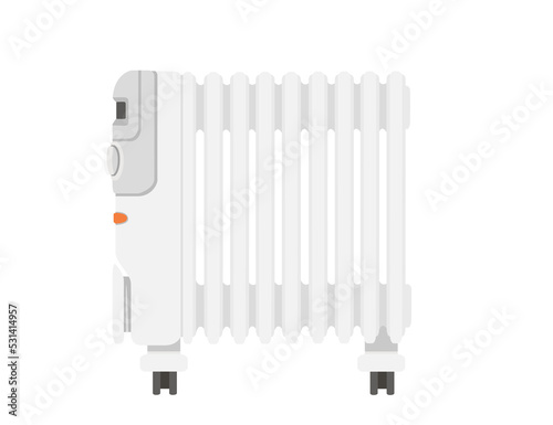 Domestic portable air heater on wheels electric convector vector illustration isolated on white background
