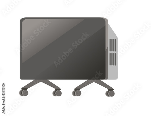 Domestic portable air heater on wheels electric convector vector illustration isolated on white background