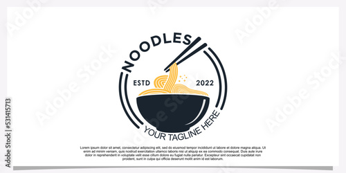 Ramen noodle logo design illustration for restaurant icon with creative element Premium Vector Part 13