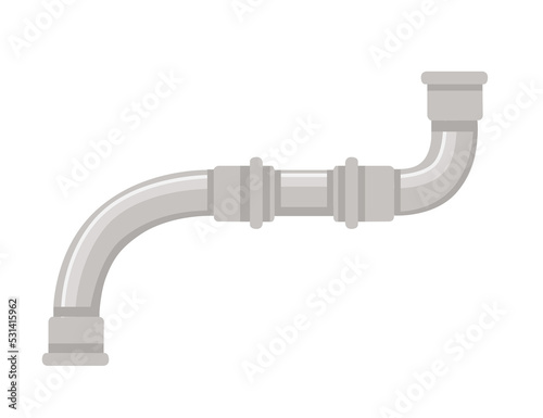 Metal pipeline for water flowing industrial construction vector illustration isolated on white background