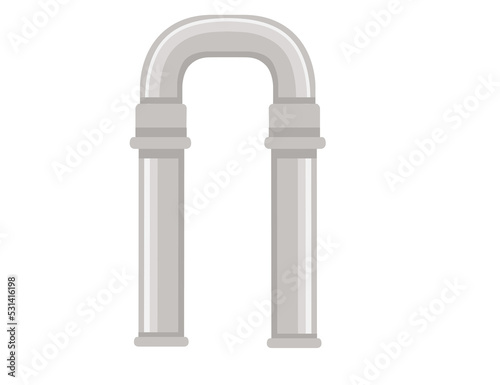 Metal pipeline for water flowing industrial construction vector illustration isolated on white background