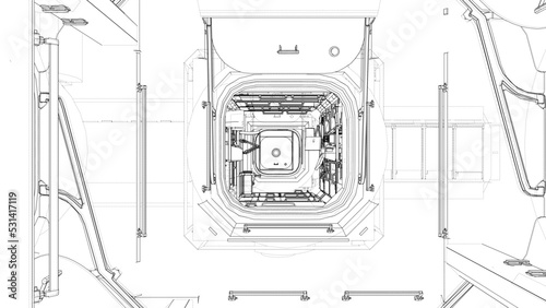 Interior of the space station. Vector