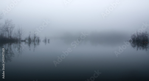 mystical landscape of an island on a lake