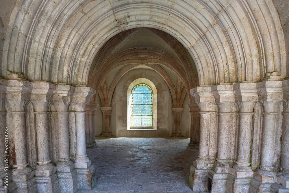 Architecture of the Cistercian Abbey of Fontenay in Burgundy, France