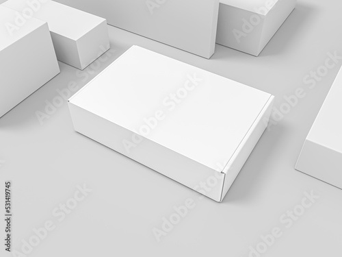 Rectangular cardboard box mockup. packaging delivery box mock-up for branding. 3d rendered illustration