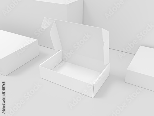 Rectangular cardboard box mockup. packaging delivery box mock-up for branding. 3d rendered illustration