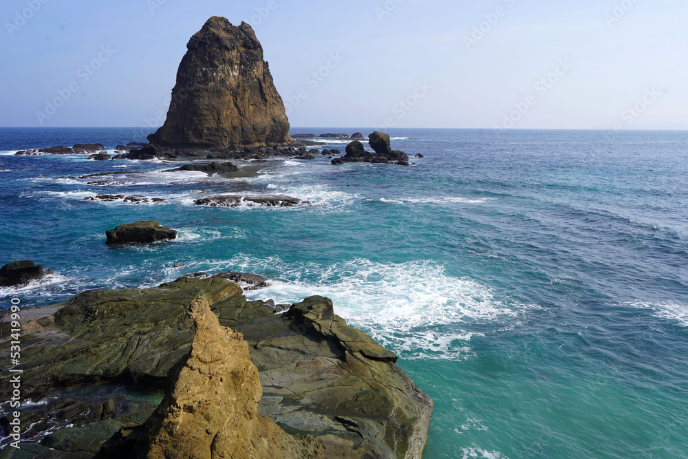 Iconic rock at the papuma beach Jember, Indonesia