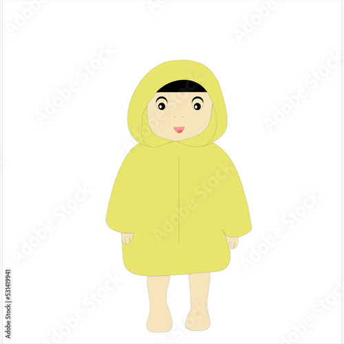 Cute boy wearing raincoat.