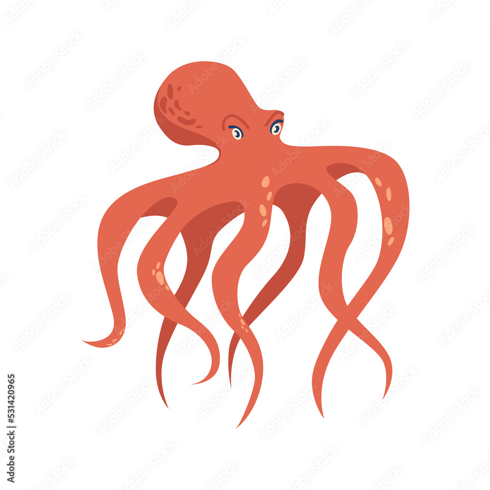 Octopus isolated underwater animal, isolated marine creature and water ...