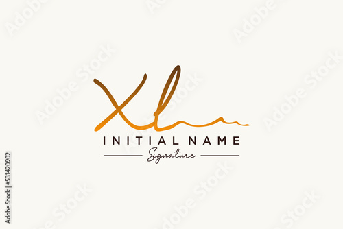 Initial XL signature logo template vector. Hand drawn Calligraphy lettering Vector illustration.