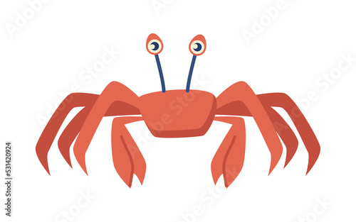Underwater animals and fauna, isolated crab crustaceans with broad carapace. Dwellers of sea or oceans, lobster creature. Vector in flat cartoon style
