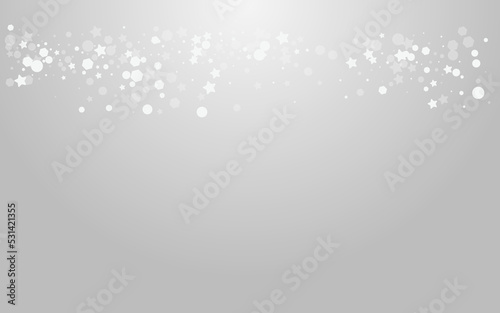 White Snow Vector Grey Background. Silver Xmas