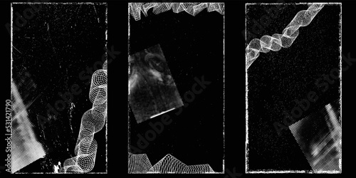 Social media covers with tiny roughen border frames and screen print textures . . grunge style . Post frame stories templates. Layout for promotion .Media banner .Vector 