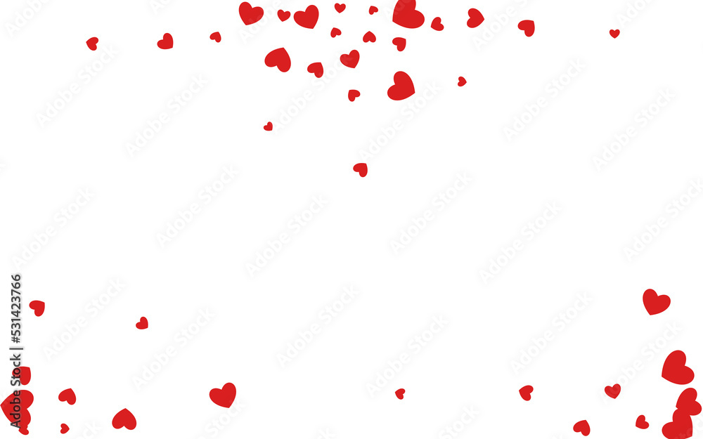 Red Confetti Vector White Backgound. Valentine