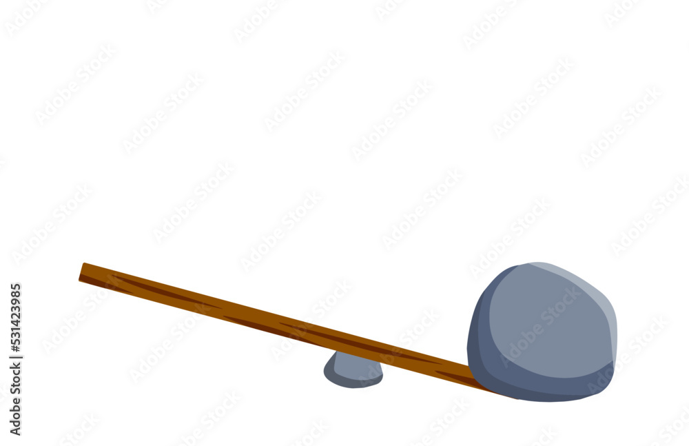 Lever of stick with stone Lever of stick with stone