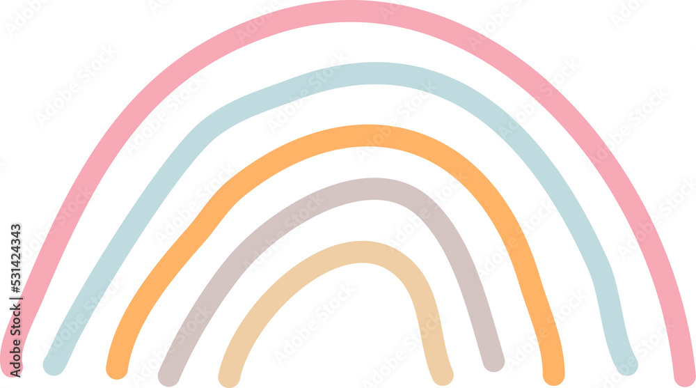 Boho Rainbow hand-drawn for decoration, prints, wallpaper Boho Rainbow hand-drawn for decoration, prints, wallpaper