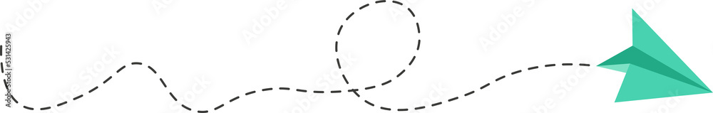 Dashed line paper airplane route Dashed line paper airplane route