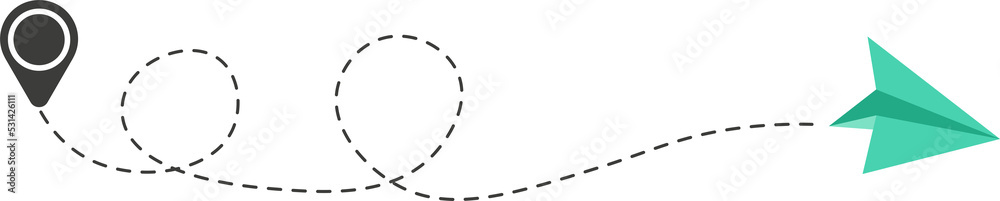Dashed line paper airplane route Dashed line paper airplane route