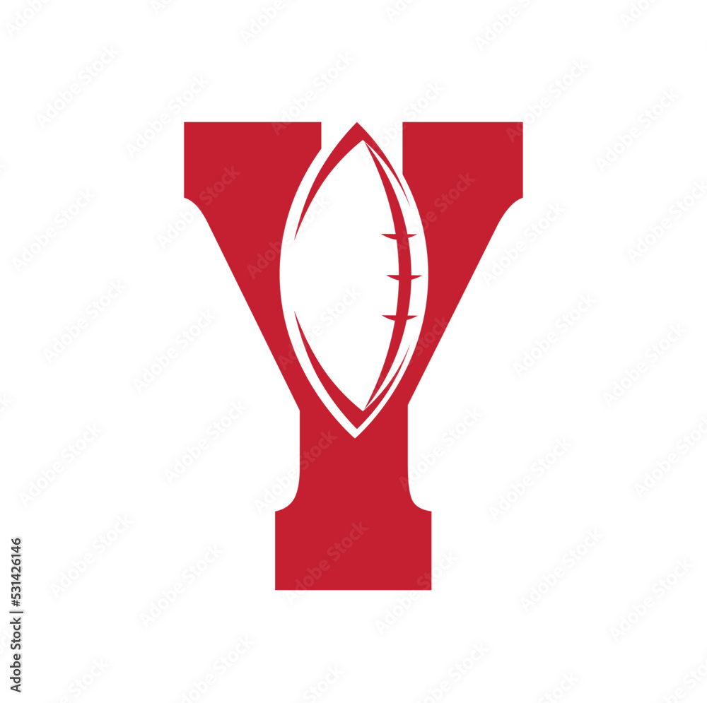 American Football Logo with letter Y, sports logo of rugby with letter